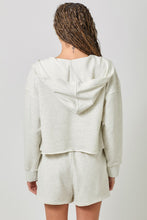 Load image into Gallery viewer, Mystree Cropped Dolman Sleeve Terry Hoodie Top in Oatmeal (TOP ONLY)
