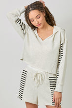 Load image into Gallery viewer, Mystree Stripe Inset Terry Shorts in Oatmeal (SHORTS ONLY)
