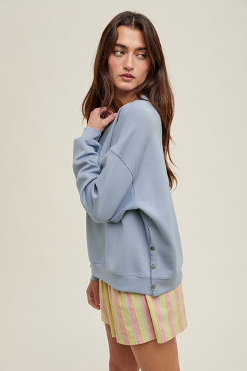 Wishlist OVERSIZED Knit Top with Side Snaps in Cloud