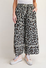 Load image into Gallery viewer, Easel Leopard Print Terry Knit Pants in Sage Grey
