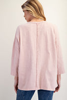 Easel Mixed Print SUN Patched Top in Dusty Rose