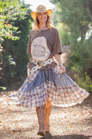 Easel Mineral Washed Top with Studded Western Graphic Patch in Ash Mocha