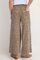Easel Animal Print Terry Knit Pants in Camel ON ORDER