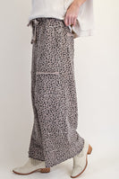 Easel Animal Print Terry Knit Pants in Ash Mocha ON ORDER