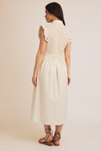Load image into Gallery viewer, Gilli Solid Color Smocked Top Midi Dress in Cream
