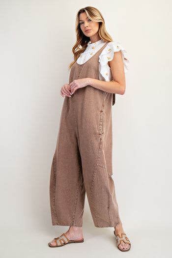 Easel Jumpsuit with Barrell Legs in Almond