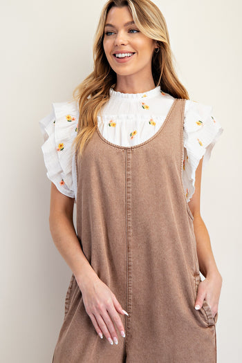 Easel Jumpsuit with Barrell Legs in Almond