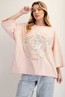 Easel Mixed Print SUN Patched Top in Chai