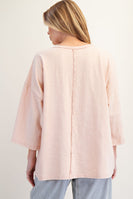 Easel Mixed Print SUN Patched Top in Chai