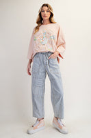 Easel Mixed Print SUN Patched Top in Chai