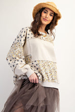 Load image into Gallery viewer, Easel Terry Knit Patchwork Sweatshirt in Beige
