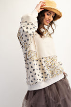 Load image into Gallery viewer, Easel Terry Knit Patchwork Sweatshirt in Beige
