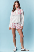 RARERAW French Terry Bow Print Set in Off White/Pink