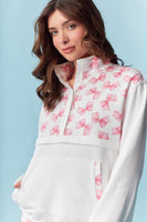 RARERAW French Terry Bow Print Set in Off White/Pink