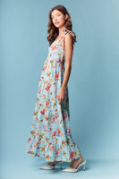 RARERAW Sea Breeze Picnic Print Maxi Dress in Sky Blue