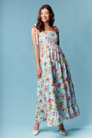 RARERAW Sea Breeze Picnic Print Maxi Dress in Sky Blue