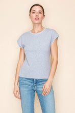 Load image into Gallery viewer, White Birch Solid Color Knit Top with Pearl and Rhinestone Trim in Heather Grey
