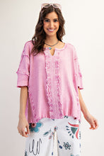 Load image into Gallery viewer, Easel Textured Ribbed Knit Top in Calypso Pink
