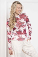 BlueVelvet FITTED Sheer Floral Print Fitted Top in Off White-Rose ON ORDER