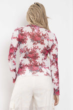 Load image into Gallery viewer, BlueVelvet FITTED Sheer Floral Print Fitted Top in Off White-Rose ON ORDER
