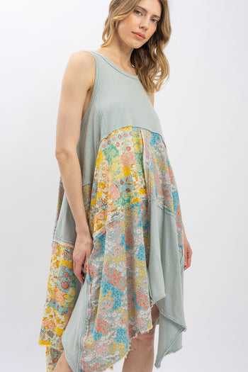 BlueVelvet Racer Back Handkerchief Mini Dress in Pastel Blue