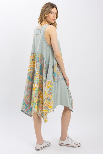BlueVelvet Racer Back Handkerchief Mini Dress in Pastel Blue