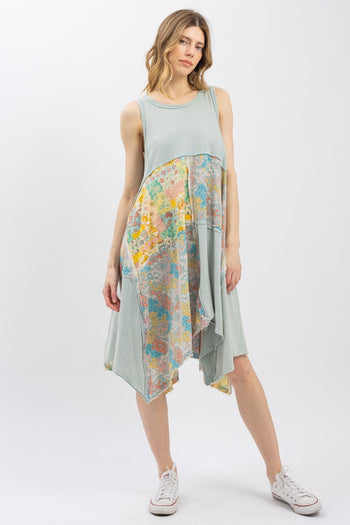 BlueVelvet Racer Back Handkerchief Mini Dress in Pastel Blue