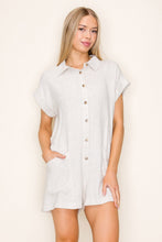 Load image into Gallery viewer, White Birch Solid Color Linen Blend Romper in Oatmeal
