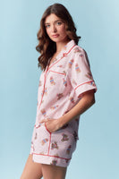 RARERAW Patriotic Teddy Bear Gingham Pajama Set in Pink