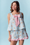 RARERAW Teddy Bear Print Pajama Set in Blue