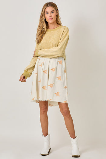Mystree Twofer Sweatshirt Dress in Washed Custard