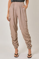 Mystree Side Shirring Detail Jogger Pants in Desert Rose
