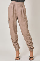Mystree Side Shirring Detail Jogger Pants in Desert Rose