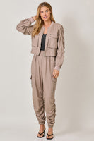 Mystree Side Shirring Detail Jogger Pants in Desert Rose