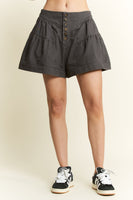 Jade By Jane High Waisted Pleated Shorts in Charcoal