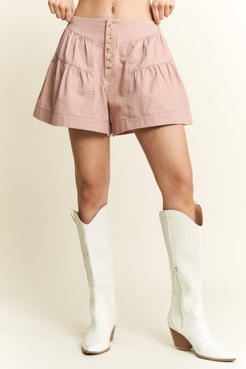 Jade By Jane High Waisted Pleated Shorts in Pink