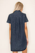 Load image into Gallery viewer, White Birch Knit Denim Mini Dress in Washed Black
