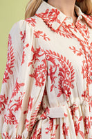 GiGio Printed Button Down Mini Dress in Raspberry