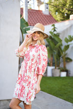 Load image into Gallery viewer, GiGio Printed Button Down Mini Dress in Raspberry

