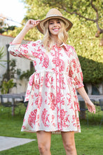 Load image into Gallery viewer, GiGio Printed Button Down Mini Dress in Raspberry
