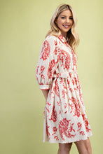 Load image into Gallery viewer, GiGio Printed Button Down Mini Dress in Raspberry
