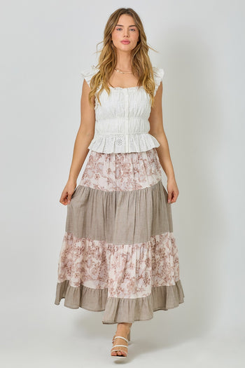 Mystree Mixed Media Skirt in Cappuccino Mix