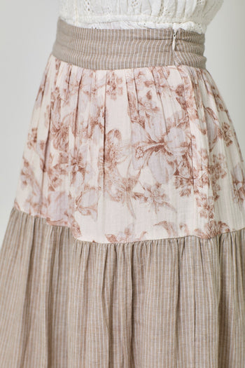 Mystree Mixed Media Skirt in Cappuccino Mix
