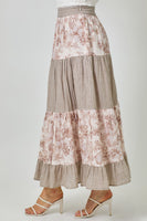 Mystree Mixed Media Skirt in Cappuccino Mix