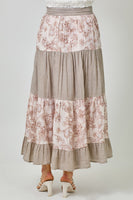 Mystree Mixed Media Skirt in Cappuccino Mix