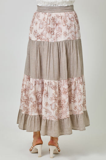 Mystree Mixed Media Skirt in Cappuccino Mix