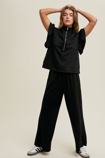 Wishlist Scuba Top and Pants Set in Black