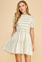 Load image into Gallery viewer, TCEC Vintage Floral Print Mini Dress in Blue
