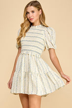 Load image into Gallery viewer, TCEC Vintage Floral Print Mini Dress in Blue
