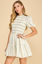 Load image into Gallery viewer, TCEC Vintage Floral Print Mini Dress in Blue
